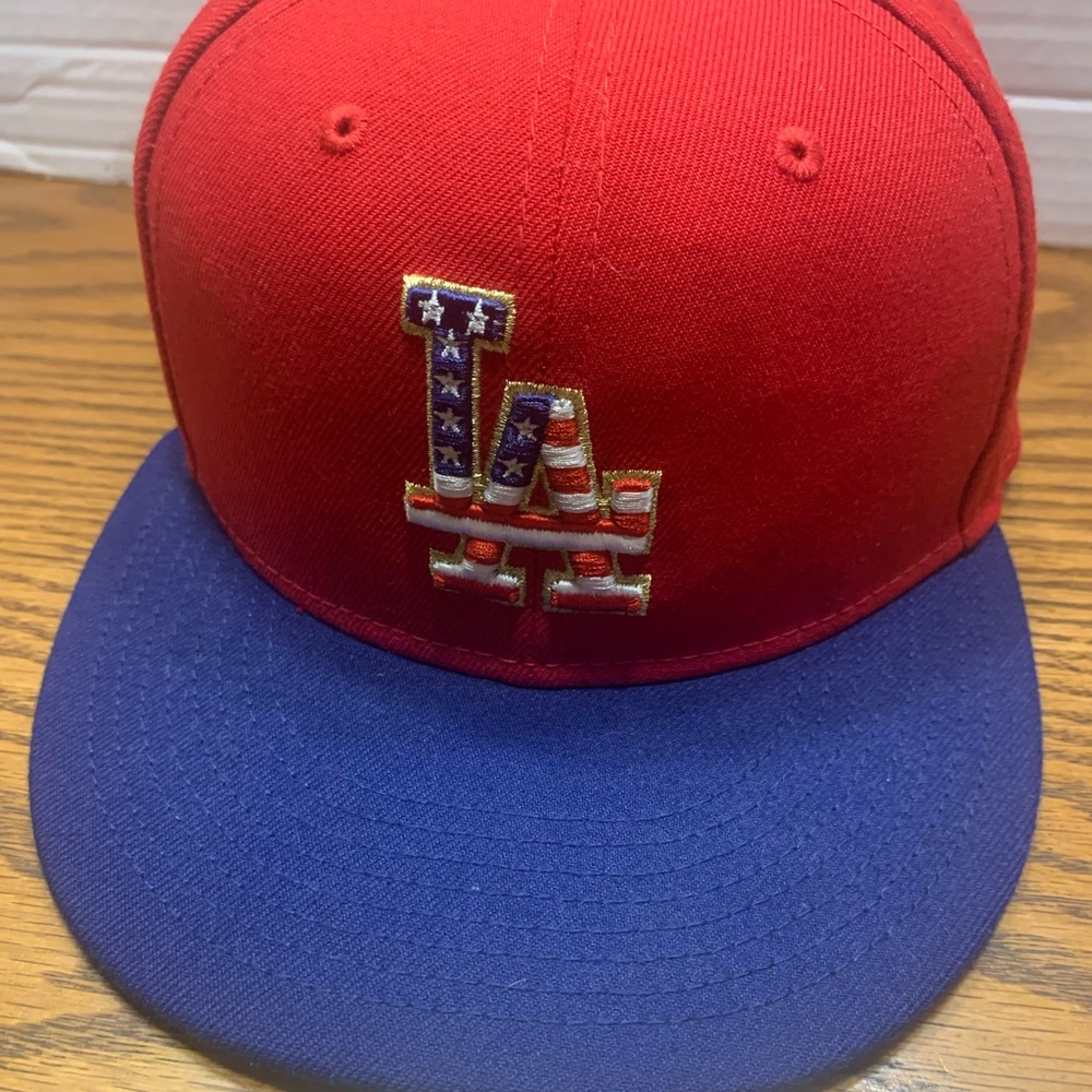 Los Angeles Dodgers American Ultimate Patch New Era 59fifty Flag Hat Cap 7 5/8
